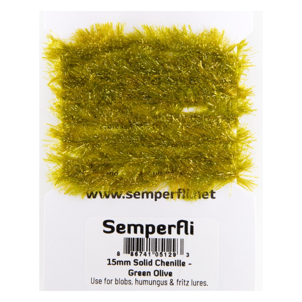 Semperfli 15mm Solid Chenille Green Olive Fly Tying Materials (Product Length 1.1 Yds / 1m)